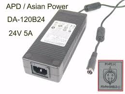 APD / Asian Power Devices DA-120B24 AC Adapter 24V 5A, 4P P14=V , C14, New